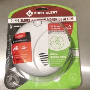 First Alert SMC0100V-AC BRK Precision Detection Wired Talking Smoke/CO Alarm